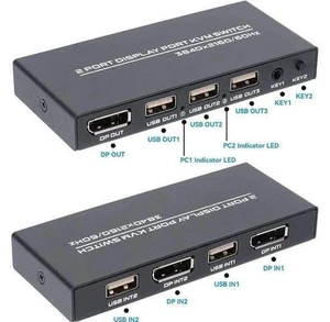 2-Port DisplayPort KVM Switch, 4K@60Hz DP KVM Switcher for 2 Laptops Sharing One Monitor Keyboard Mouse, Comes with 2 DP Cables & 2 USB Cables 2-Port DisplayPort KVM Switch, 4K@60Hz DP KVM Switcher for 2 Laptops Sharing One Monitor Keyboard Mouse, Comes with 2 DP Cables & 2 USB Cables