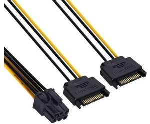 Dual SATA 15Pin to PCIe 6Pin GPU Power Adapter Cable, 12V EPS PCI-E Graphics Card Power Converter Cord Dual SATA 15Pin to PCIe 6Pin GPU Power Adapter Cable, 12V EPS PCI-E Graphics Card Power Converter Cord