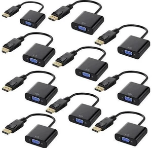 DisplayPort to VGA, Gold-Plated DP to VGA Adapter (Male to Female) Compatible with Computer, Desktop, Laptop, PC, Monitor, Projector, HDTV (Black) 10-Pack DisplayPort to VGA, Gold-Plated DP to VGA Adapter (Male to Female) Compatible with Computer, Desktop, Laptop, PC, Monitor, Projector, HDTV (Black) 10-Pack