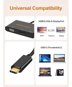 3 in 1 MST USB-C Multiport Video Adapter, Type-C to HDMI VGA DisplayPort Converter, Triple Multi-Screen Display, Black Dock Compatible with MacBook Pro 2020, iPad Pro 2018, Dell XPS, HP Spectre x360, 3 in 1 MST USB-C Multiport Video Adapter, Type-C to HDMI VGA DisplayPort Converter, Triple Multi-Screen Display, Black Dock Compatible with MacBook Pro 2020, iPad Pro 2018, Dell XPS, HP Spectre x360,