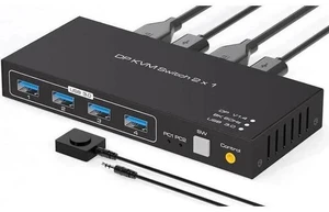 2 Port DisplayPort 1.4 USB 3.0 KVM Switch, 8K@60Hz 4K@120Hz 4K@144Hz KVM Switcher with 4 5Gbps USB Ports, FreeSync G-SYNC HDR, Wired Remote Included 2 Port DisplayPort 1.4 USB 3.0 KVM Switch, 8K@60Hz 4K@120Hz 4K@144Hz KVM Switcher with 4 5Gbps USB Ports, FreeSync G-SYNC HDR, Wired Remote Included