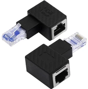 2 Pack Left 90 Degree RJ45 Male to Female Right Angle Ethernet Adapter, 8P8C LAN Cable Elbow Extender, Compatible with Cat5/Cat5e/Cat6 Network Cables 2 Pack Left 90 Degree RJ45 Male to Female Right Angle Ethernet Adapter, 8P8C LAN Cable Elbow Extender, Compatible with Cat5/Cat5e/Cat6 Network Cables