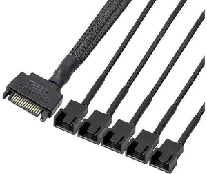 SATA to 3 Pin 4 Pin Fan Sleeved Power Splitter Cable Adapter,15Pin SATA to 5 x TX3 / TX4 (PWM) 12V PC Case Fan Cooler Y Splitter Power Extension Cord - 10 Inch,Black SATA to 3 Pin 4 Pin Fan Sleeved Power Splitter Cable Adapter,15Pin SATA to 5 x TX3 / TX4 (PWM) 12V PC Case Fan Cooler Y Splitter Power Extension Cord - 10 Inch,Black