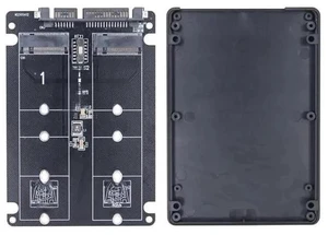 2-Port Dual M.2 B Key SATA to SATA 3.0 Adapter with Enclosure, 6Gbps NGFF SSD Converter 2-Port Dual M.2 B Key SATA to SATA 3.0 Adapter with Enclosure, 6Gbps NGFF SSD Converter