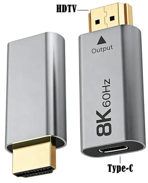 USB-C Female to HDMI Male Adapter 8K@60Hz 4K@120Hz, Type-C to HDMI Converter, SyncMOS 7100 Chipset, 8K Display Adapter for PC / Laptop / Tablet USB-C Female to HDMI Male Adapter 8K@60Hz 4K@120Hz, Type-C to HDMI Converter, SyncMOS 7100 Chipset, 8K Display Adapter for PC / Laptop / Tablet