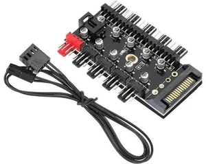 10 Ports 4-Pin PWM Fan Hub, SATA 15pin to Fan Power Splitter Adapter with Self-Adhesive Sticker, Compatible with 3/4 Pin Fans 10 Ports 4-Pin PWM Fan Hub, SATA 15pin to Fan Power Splitter Adapter with Self-Adhesive Sticker, Compatible with 3/4 Pin Fans