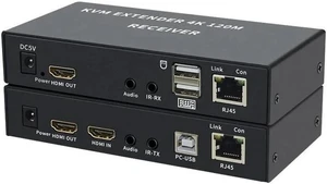 4K HDTV 120M KVM Extender HDMI-Compatible USB-A Keyboard Mouse 3.5mm AUX Aluminium Alloy Over CAT6 RJ45 Lan Ethernet Extender(With US Plug) 4K HDTV 120M KVM Extender HDMI-Compatible USB-A Keyboard Mouse 3.5mm AUX Aluminium Alloy Over CAT6 RJ45 Lan Ethernet Extender(With US Plug)