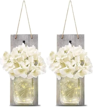 Gemdeck Hanging Lantern Mason Jar Lights Wooden Board Led Mason Jar Wall Lights Gemdeck Hanging Lantern Mason Jar Lights Wooden Board Led Mason Jar Wall Lights