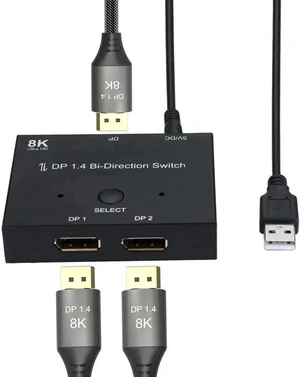 DisplayPort Switch DP1.4 Bi-Direction 8K@30Hz 4K@120Hz Splitter 1 x 2,2 x 1 Switcher DisplayPort Switch DP1.4 Bi-Direction 8K@30Hz 4K@120Hz Splitter 1 x 2,2 x 1 Switcher