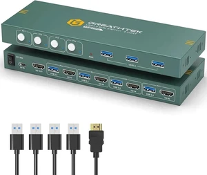 USB3.0 KVM Switch HDMI 4K@60Hz for 4 Computers Share 1 Monitor, KVM Switch 4 Port with 3 USB 3.0 Ports Share Keyboard Mouse, Support Button Switch, Plug and Play USB3.0 KVM Switch HDMI 4K@60Hz for 4 Computers Share 1 Monitor, KVM Switch 4 Port with 3 USB 3.0 Ports Share Keyboard Mouse, Support Button Switch, Plug and Play
