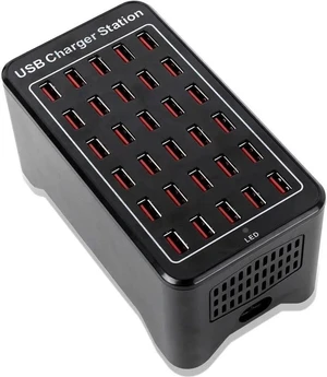 20-Port 150 watt (30 A) USB Charging Station, Travel Desktop USB Rapid Charger, Multi Ports Fast Charger Station Organizer Compatible with Smartphones, Tables, and More Devices - Black 20-Port 150 watt (30 A) USB Charging Station, Travel Desktop USB Rapid Charger, Multi Ports Fast Charger Station Organizer Compatible with Smartphones, Tables, and More Devices - Black