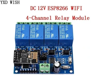 DC 12V 4 Channel Wifi Relay Module ESP8266 ESP-01 12 V Relays Module Remote Control Switch For Smart Home IOT Transmission Phone DC 12V 4 Channel Wifi Relay Module ESP8266 ESP-01 12 V Relays Module Remote Control Switch For Smart Home IOT Transmission Phone