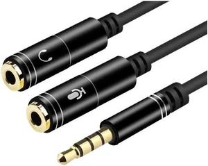 (2-PACK) Headset Adapter For Headsets With Separate Headphone And Microphone Plugs 3.5mm Stereo Audio Male to 2 Female Headset Mic Y Splitter Cable Adapter-Black (2-PACK) Headset Adapter For Headsets With Separate Headphone And Microphone Plugs 3.5mm Stereo Audio Male to 2 Female Headset Mic Y Splitter Cable Adapter-Black
