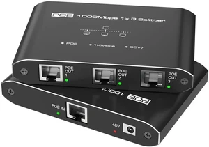 PoE Switch 1 in 3 Out, Gigabit 3 Port PoE Splitter, IEEE 802.3at/af Compliant, 30W per Port Power Over Ethernet Hub for IP Cameras/Access Points/VoIP Phones (328 Ft), Network Hub for Cat5e/6/7/8 Cable PoE Switch 1 in 3 Out, Gigabit 3 Port PoE Splitter, IEEE 802.3at/af Compliant, 30W per Port Power Over Ethernet Hub for IP Cameras/Access Points/VoIP Phones (328 Ft), Network Hub for Cat5e/6/7/8 Cable