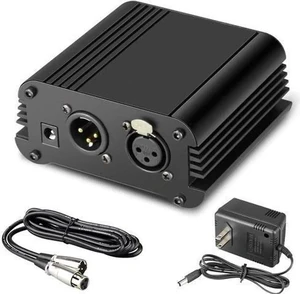 1Channel 48V Phantom Power Supply with Adapter BONUS+XLR 3 Pin Microphone Cable for Any Condenser Microphone Music Recording Equipment 1Channel 48V Phantom Power Supply with Adapter BONUS+XLR 3 Pin Microphone Cable for Any Condenser Microphone Music Recording Equipment