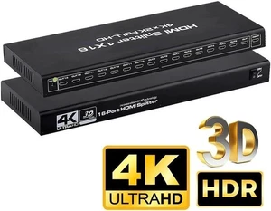 1x16 HDMI Splitter, 1 in 16 Out HDMI Splitter Audio Video Distributor Box Support 3D & 4K x 2K Compatible for HDTV, STB, DVD, PS16, Projector Etc 1x16 HDMI Splitter, 1 in 16 Out HDMI Splitter Audio Video Distributor Box Support 3D & 4K x 2K Compatible for HDTV, STB, DVD, PS16, Projector Etc