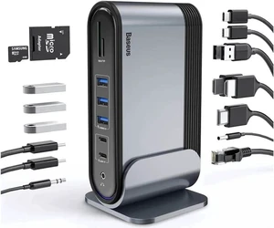 BASEUS USB-C 4K Triple Display Docking Station, Baseus USB C Dock Universal Docking Station with 3 HDMI 4K, Audio, Ethernet, 5 USB Ports, 100W USB-C PD, SD/TF Card Reader for Windows, PC, Mac, Laptops BASEUS USB-C 4K Triple Display Docking Station, Baseus USB C Dock Universal Docking Station with 3 HDMI 4K, Audio, Ethernet, 5 USB Ports, 100W USB-C PD, SD/TF Card Reader for Windows, PC, Mac, Laptops