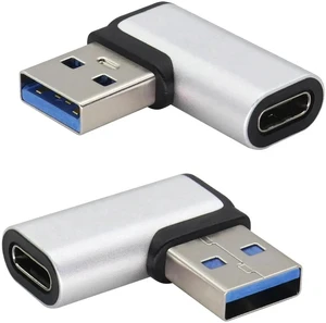 Right Angle USB C to USB A 3.0 Adapter 90 Degree USB Type C Female to USB 3.0 A Male Converter (OTG) for PC,Laptops,Power Banks,Chargers More USB and Type-C Devices (2 Pack-Silver) Right Angle USB C to USB A 3.0 Adapter 90 Degree USB Type C Female to USB 3.0 A Male Converter (OTG) for PC,Laptops,Power Banks,Chargers More USB and Type-C Devices (2 Pack-Silver)