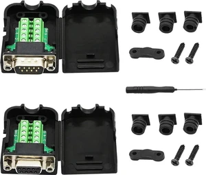 DB9 Connector Adapter RS232 Serial Port D-SUB Adapter Plate Breakout Board Solder-Free (1-Pair Male+Female with Screwdriver, Black Rubber Core) DB9 Connector Adapter RS232 Serial Port D-SUB Adapter Plate Breakout Board Solder-Free (1-Pair Male+Female with Screwdriver, Black Rubber Core)