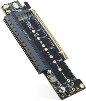 Dual NVMe PCIe Adapter, PCIe 4.0 X16 to Dual NVMe and 1x More PCIe x16 (x8 Signal) Adapter for 22110/2280/2260/2242/2230 M.2 NVMe SSD (PCI-e Bifurcation Required) Dual NVMe PCIe Adapter, PCIe 4.0 X16 to Dual NVMe and 1x More PCIe x16 (x8 Signal) Adapter for 22110/2280/2260/2242/2230 M.2 NVMe SSD (PCI-e Bifurcation Required)