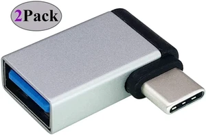 Right Angle USB C to USB 3.0 Adapter 90 Degree Type C Male to USB A 3.0 Female Converter,On The Go(OTG) for Smartphone,Laptops,Mouse Keyboards,More USB and Type-C Devices (2 Pack-Silver M/F) Right Angle USB C to USB 3.0 Adapter 90 Degree Type C Male to USB A 3.0 Female Converter,On The Go(OTG) for Smartphone,Laptops,Mouse Keyboards,More USB and Type-C Devices (2 Pack-Silver M/F)