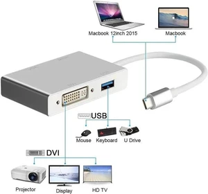 USB 3.1 Type C to HDMI Adapter, USB-C to HDMI DVI 4K VGA USB Adaptor Converter for 2016/2017/2018 MacBook/MacBook Pro, 2018 MacBook Air USB 3.1 Type C to HDMI Adapter, USB-C to HDMI DVI 4K VGA USB Adaptor Converter for 2016/2017/2018 MacBook/MacBook Pro, 2018 MacBook Air