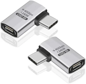 240W Right Angle USB C Adapter, 40Gbps USB C 90 Degree Adapter Male to Female with 8K 60Hz Video ompatible for Thunderbolt 3/4, Switch, MacBookPro/Air, ipad and More Type C Devices (2 Pack) 240W Right Angle USB C Adapter, 40Gbps USB C 90 Degree Adapter Male to Female with 8K 60Hz Video ompatible for Thunderbolt 3/4, Switch, MacBookPro/Air, ipad and More Type C Devices (2 Pack)