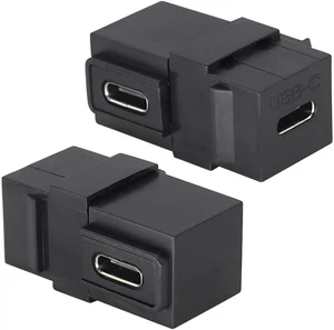 90 Degree USB C 3.1 Keystone Insert Jack Connector Right Angled USB 3.1 Type-C Female to Female Keystone Insert Socket Adapter Coupler for Wall Plate Outlet Panel (90 Degree/Black/2 Pack) 90 Degree USB C 3.1 Keystone Insert Jack Connector Right Angled USB 3.1 Type-C Female to Female Keystone Insert Socket Adapter Coupler for Wall Plate Outlet Panel (90 Degree/Black/2 Pack)