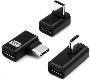 USB C 90 Degree Adapter, Right Angle USB C Male to Female Adapter80Gbps/240W PD/8K@60Hz 90 Degree Type C Extender Converter for Thunderbolt 5/4, iPhone 16, Steam Deck ROG Ally, 3 Pack USB C 90 Degree Adapter, Right Angle USB C Male to Female Adapter80Gbps/240W PD/8K@60Hz 90 Degree Type C Extender Converter for Thunderbolt 5/4, iPhone 16, Steam Deck ROG Ally, 3 Pack