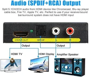 1080P HDMI to HDMI SPDIF Optical RCA L/R Analog Audio Converter Splitter Support 4K@30hz, FULL HD 1080P, 3D for Blu-ray DVD Player Sky HD Box PS3 PS4 1080P HDMI to HDMI SPDIF Optical RCA L/R Analog Audio Converter Splitter Support 4K@30hz, FULL HD 1080P, 3D for Blu-ray DVD Player Sky HD Box PS3 PS4