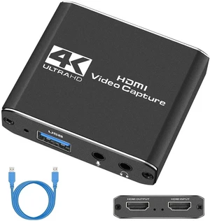 Capture Card, Audio Video Capture Card with Microphone 4K HDMI Loop-Out, 1080p 60fps Video Recorder for Gaming/Live Streaming/Video Conference, Works for Nintendo Switch/PS4/OBS/Camera/PC Capture Card, Audio Video Capture Card with Microphone 4K HDMI Loop-Out, 1080p 60fps Video Recorder for Gaming/Live Streaming/Video Conference, Works for Nintendo Switch/PS4/OBS/Camera/PC