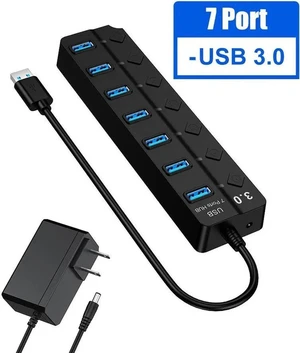 7 Port Powered USB Hub, USB3.0 Data Hub with 7 USB 3.0 Data Port , USB Charging Hub for Mobile HDD, MacBook, iMac, Mac Pro/Mini, iPad Air, PC, Laptop, and More 7 Port Powered USB Hub, USB3.0 Data Hub with 7 USB 3.0 Data Port , USB Charging Hub for Mobile HDD, MacBook, iMac, Mac Pro/Mini, iPad Air, PC, Laptop, and More