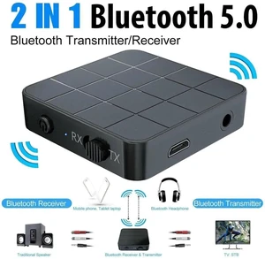 2-in-1 Bluetooth 5.0 Wireless Audio Aux 3.5mm Adapter Transmitter and Receiver 2-in-1 Bluetooth 5.0 Wireless Audio Aux 3.5mm Adapter Transmitter and Receiver