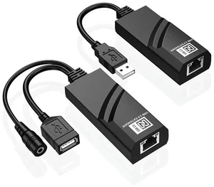 USB 2.0 Extender over Cat5 Cat5E Cat6 Ethernet Cable Transfer Up to 100M RJ45 Receiver with DC5V/2A Power Adaptor (EU)-AB01 USB 2.0 Extender over Cat5 Cat5E Cat6 Ethernet Cable Transfer Up to 100M RJ45 Receiver with DC5V/2A Power Adaptor (EU)-AB01