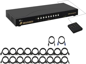 CKLau 4Kx2K 8 Port HDMI KVM Switch with Cables and USB 2.0 Hub, Rack Mount KVM Switch Supports Keyboard Mouse Switching for Windows, Linux, Mac, Debian, Ubuntu, Fedora, Raspberry Pi and Ubuntu CKLau 4Kx2K 8 Port HDMI KVM Switch with Cables and USB 2.0 Hub, Rack Mount KVM Switch Supports Keyboard Mouse Switching for Windows, Linux, Mac, Debian, Ubuntu, Fedora, Raspberry Pi and Ubuntu