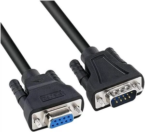 DB9 RS232 Serial Cable Male to Female Extension Null Modem Cord Cross TXRX line for Data Communication 6 Feet Black DB9 RS232 Serial Cable Male to Female Extension Null Modem Cord Cross TXRX line for Data Communication 6 Feet Black