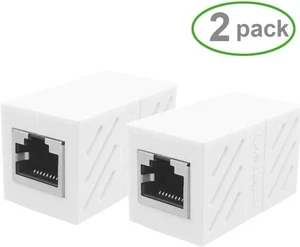 (2 Pack) RJ45 Coupler In-Line Coupler Cat7/Cat6/Cat5e Ethernet Cable Extender Adapter Female to Female (2 Pack) RJ45 Coupler In-Line Coupler Cat7/Cat6/Cat5e Ethernet Cable Extender Adapter Female to Female