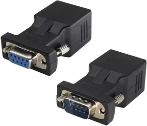 2-Pack DB9 to RJ45 Extender - Male & Female - 9Pin Serial Port to Ethernet LAN Network Adapter - Multimedia Video & Extend Transmission Distance - Compatible with DB9 Devices 2-Pack DB9 to RJ45 Extender - Male & Female - 9Pin Serial Port to Ethernet LAN Network Adapter - Multimedia Video & Extend Transmission Distance - Compatible with DB9 Devices