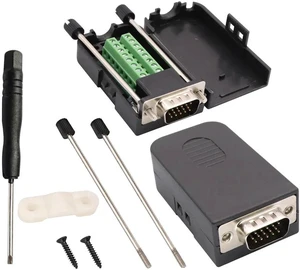 VGA Screw Terminal Block Adapter D-SUB 15 Pin 3 Row DB15 VGA Male to 16 Pin/Way Female Serial Terminal Breakout Board Connector Signal Module with case (2Pcak/Male) VGA Screw Terminal Block Adapter D-SUB 15 Pin 3 Row DB15 VGA Male to 16 Pin/Way Female Serial Terminal Breakout Board Connector Signal Module with case (2Pcak/Male)
