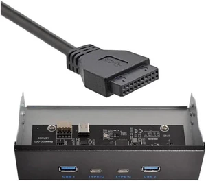USB-C & USB 3.0 HUB 4 Ports Front Panel to Motherboard 20Pin Connector Cable for 5.25" CD-ROM Bay USB-C & USB 3.0 HUB 4 Ports Front Panel to Motherboard 20Pin Connector Cable for 5.25" CD-ROM Bay