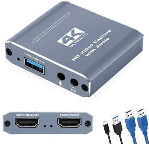 4K Capture Card for Live Streaming, 1080P 60FPS Game Capture Card with USB & Microphone HDMI Loop-Out, Capture Card for Recording Compatible with Nintendo Switch, PS4/5, PC, Xbox One 4K Capture Card for Live Streaming, 1080P 60FPS Game Capture Card with USB & Microphone HDMI Loop-Out, Capture Card for Recording Compatible with Nintendo Switch, PS4/5, PC, Xbox One