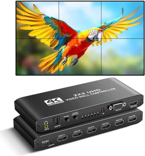 4K HDMI Video Wall Controller 2x3, Video Wall Processor with Audio Out and RS232, 180° Rotation Only for 2x2 Mode, Supports 14 Splicing Modes Including 2x2, 2x3, 3x2, 1x6 4K HDMI Video Wall Controller 2x3, Video Wall Processor with Audio Out and RS232, 180° Rotation Only for 2x2 Mode, Supports 14 Splicing Modes Including 2x2, 2x3, 3x2, 1x6