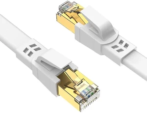 Ethernet Cable 6 ft High Speed, CAT8 Shielded Flat Internet Cable with Clips, Faster Than Cat7 LAN Wire - White Ethernet Cable 6 ft High Speed, CAT8 Shielded Flat Internet Cable with Clips, Faster Than Cat7 LAN Wire - White