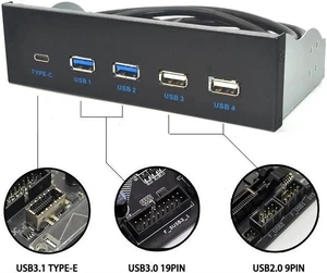 5.25 Inch USB 3.1 GEN2 Front Panel USB Hub 2 Ports USB 3.0 + 2 Ports USB2.0 + 1 Port TYPE-C with TYPE-E Connector for Desktop PC 5.25 Inch USB 3.1 GEN2 Front Panel USB Hub 2 Ports USB 3.0 + 2 Ports USB2.0 + 1 Port TYPE-C with TYPE-E Connector for Desktop PC