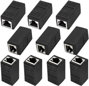 RJ45 Cat6 Adapter Ethernet Cable Extender Cat6 Female to Female Inline Network Cable Coupler Cat6 Cat5 Cat5e Ethernet Coupler Adapter (Black-10Pack) RJ45 Cat6 Adapter Ethernet Cable Extender Cat6 Female to Female Inline Network Cable Coupler Cat6 Cat5 Cat5e Ethernet Coupler Adapter (Black-10Pack)