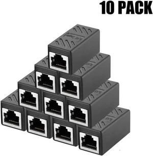 RJ45 Ethernet Cable In-line Shielded RJ45 Coupler, Female to Female - Black (10 packs of RJ45 Coupler) RJ45 Ethernet Cable In-line Shielded RJ45 Coupler, Female to Female - Black (10 packs of RJ45 Coupler)