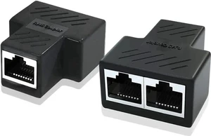 2 Pack 1 to 2 RJ45 Ethernet Splitter Adapter, Dual Port LAN Network Splitter Compatible with Cat5/Cat5e/Cat6/Cat7 Network Cables 2 Pack 1 to 2 RJ45 Ethernet Splitter Adapter, Dual Port LAN Network Splitter Compatible with Cat5/Cat5e/Cat6/Cat7 Network Cables