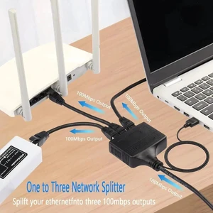 RJ45 Network Splitter Adapter, Ethernet Cable Splitter, 1 to 3 Internet Splitter 100Mbps High Speed LAN Network Splitter,3 Devices Share The Internet at The Same Time (Black Male 1 to 3) RJ45 Network Splitter Adapter, Ethernet Cable Splitter, 1 to 3 Internet Splitter 100Mbps High Speed LAN Network Splitter,3 Devices Share The Internet at The Same Time (Black Male 1 to 3)