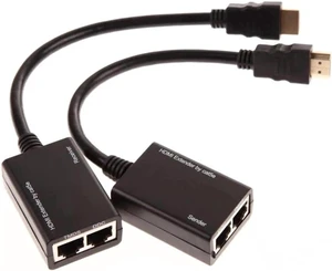 2PCS/Set HDMI Over RJ45 CAT5e CAT6 Cable LAN Ethernet Balun Extender Repeater 1080p 3D 30M 2PCS/Set HDMI Over RJ45 CAT5e CAT6 Cable LAN Ethernet Balun Extender Repeater 1080p 3D 30M