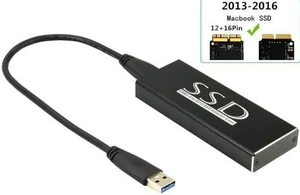 USB 3.0 SSD Enclosure for 2013 2014 2015 Apple MacBook Air Pro Retina SSD Adapter with Cable, USB External Reader for (2013-2017 Year) A1465 A1466 A1398 A1502 SSD (12+16 pin) USB 3.0 SSD Enclosure for 2013 2014 2015 Apple MacBook Air Pro Retina SSD Adapter with Cable, USB External Reader for (2013-2017 Year) A1465 A1466 A1398 A1502 SSD (12+16 pin)
